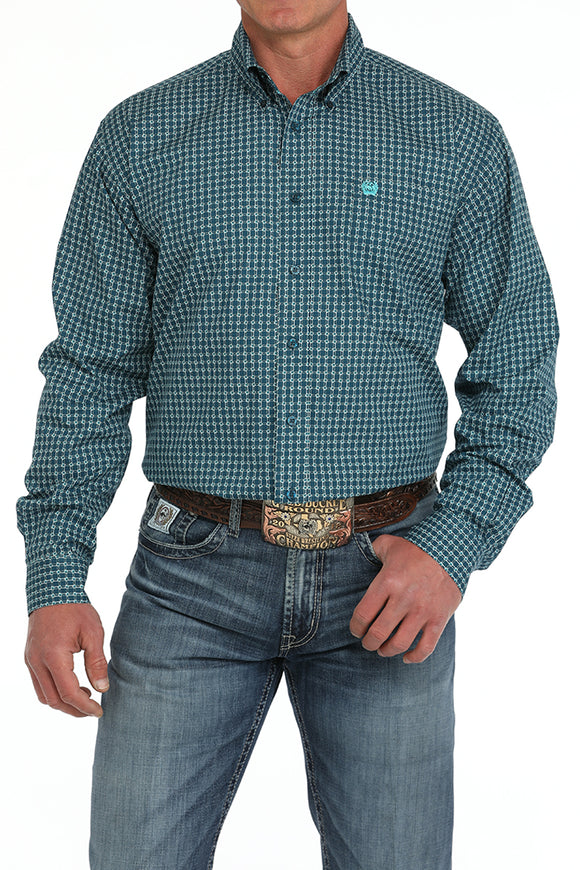Teal Geo Print Classic Fit Men's Shirt by Cinch®