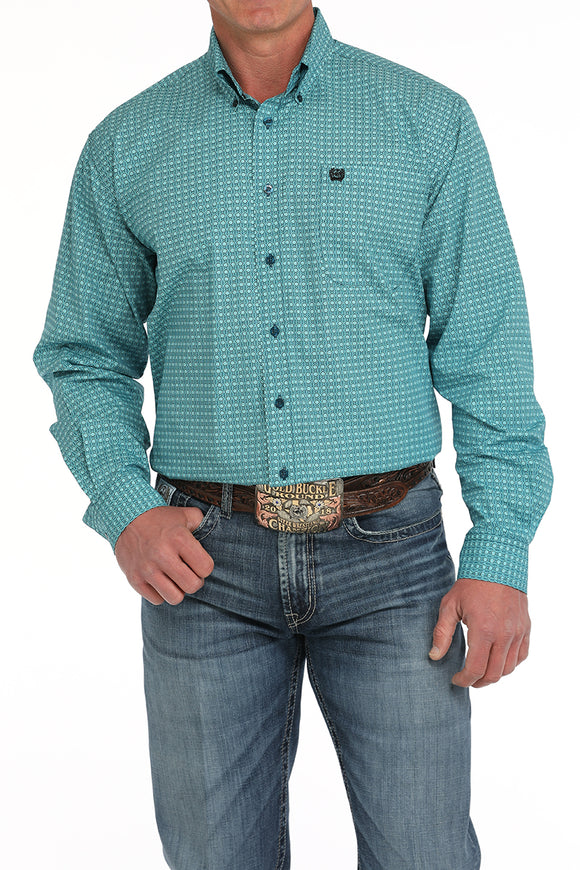Turquoise Geo Print Men's Shirt by Cinch®