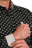 Black Geo Print Stretch Classic Fit Men's Shirt by Cinch®