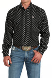 Black Geo Print Stretch Classic Fit Men's Shirt by Cinch®