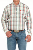 Red and Mint Plaid Classic Fit Men's Shirt by Cinch®