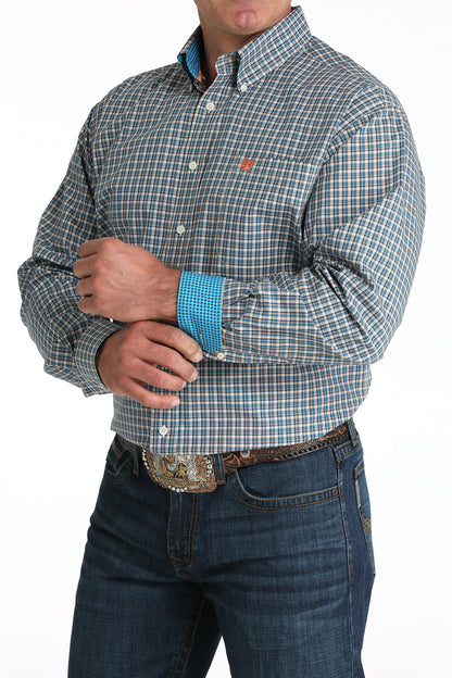 Blue & Orange Plaid Classic Fit Men's Shirt by Cinch®