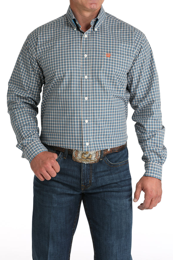 Blue & Orange Plaid Classic Fit Men's Shirt by Cinch®