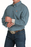 Dark Teal Geo Print Classic Fit Men's Shirt by Cinch®