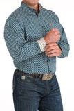Dark Teal Geo Print Classic Fit Men's Shirt by Cinch®