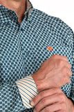 Dark Teal Geo Print Classic Fit Men's Shirt by Cinch®