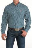 Dark Teal Geo Print Classic Fit Men's Shirt by Cinch®