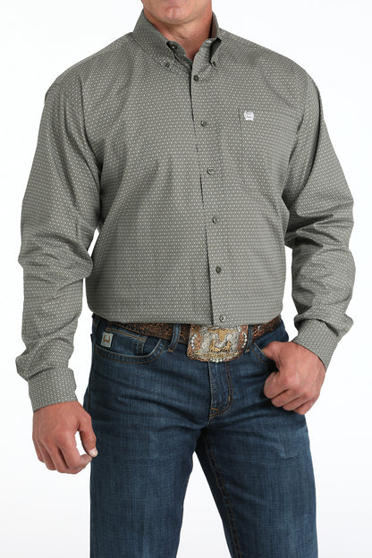 Olive Diamond Print Classic Fit Men's Shirt by Cinch®