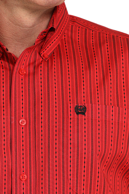Red Stripe Print Classic Fit Men's Shirt by Cinch®