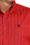 Red Stripe Print Classic Fit Men's Shirt by Cinch®
