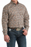 Brown Floral Print Stretch Classic Fit Men's Shirt by Cinch®