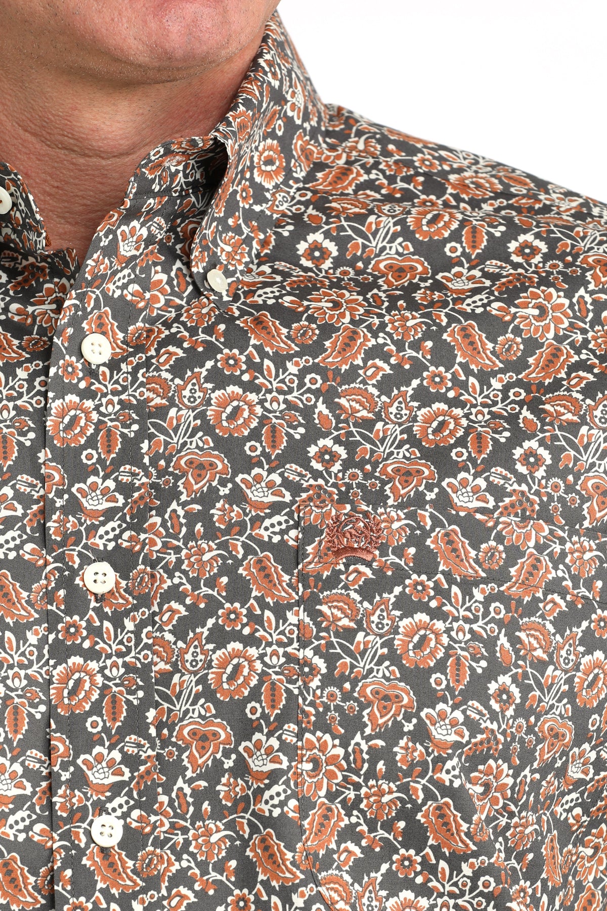 Brown Floral Print Stretch Classic Fit Men's Shirt by Cinch®