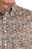 Brown Floral Print Stretch Classic Fit Men's Shirt by Cinch®