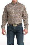 Brown Floral Print Stretch Classic Fit Men's Shirt by Cinch®