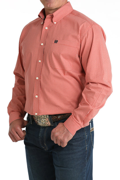 Red Geo Print Stretch Classic Fit Men's Shirt by Cinch®