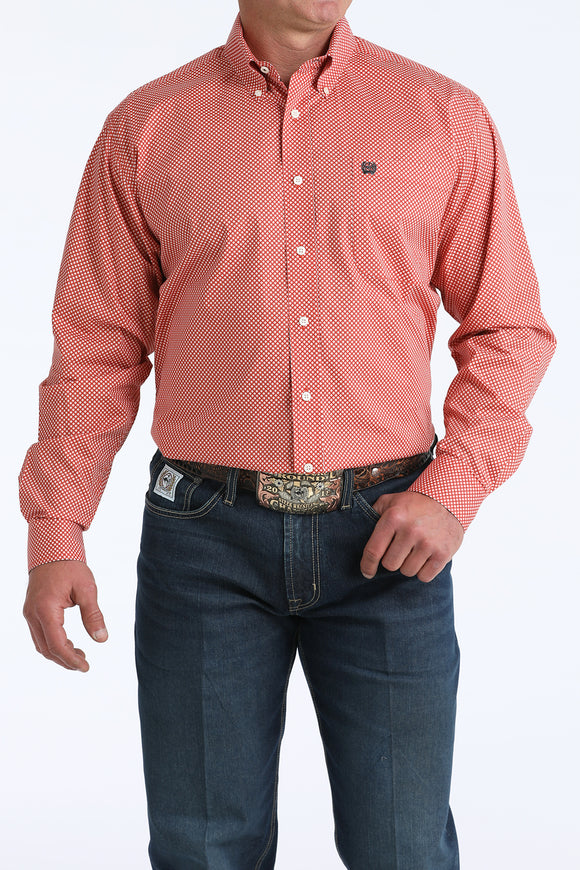 Red Geo Print Stretch Classic Fit Men's Shirt by Cinch®