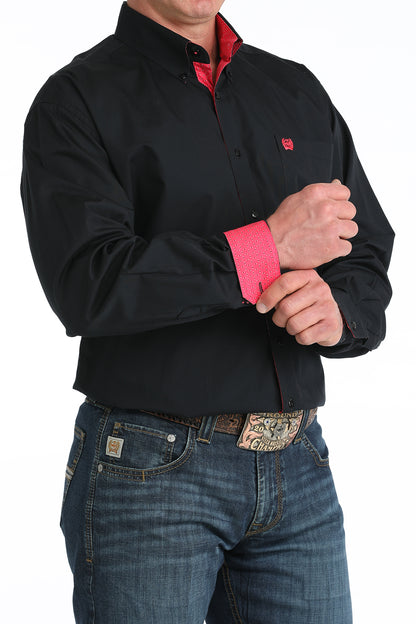Solid Black With Pink Accents Classic Fit Men's Shirt by Cinch®