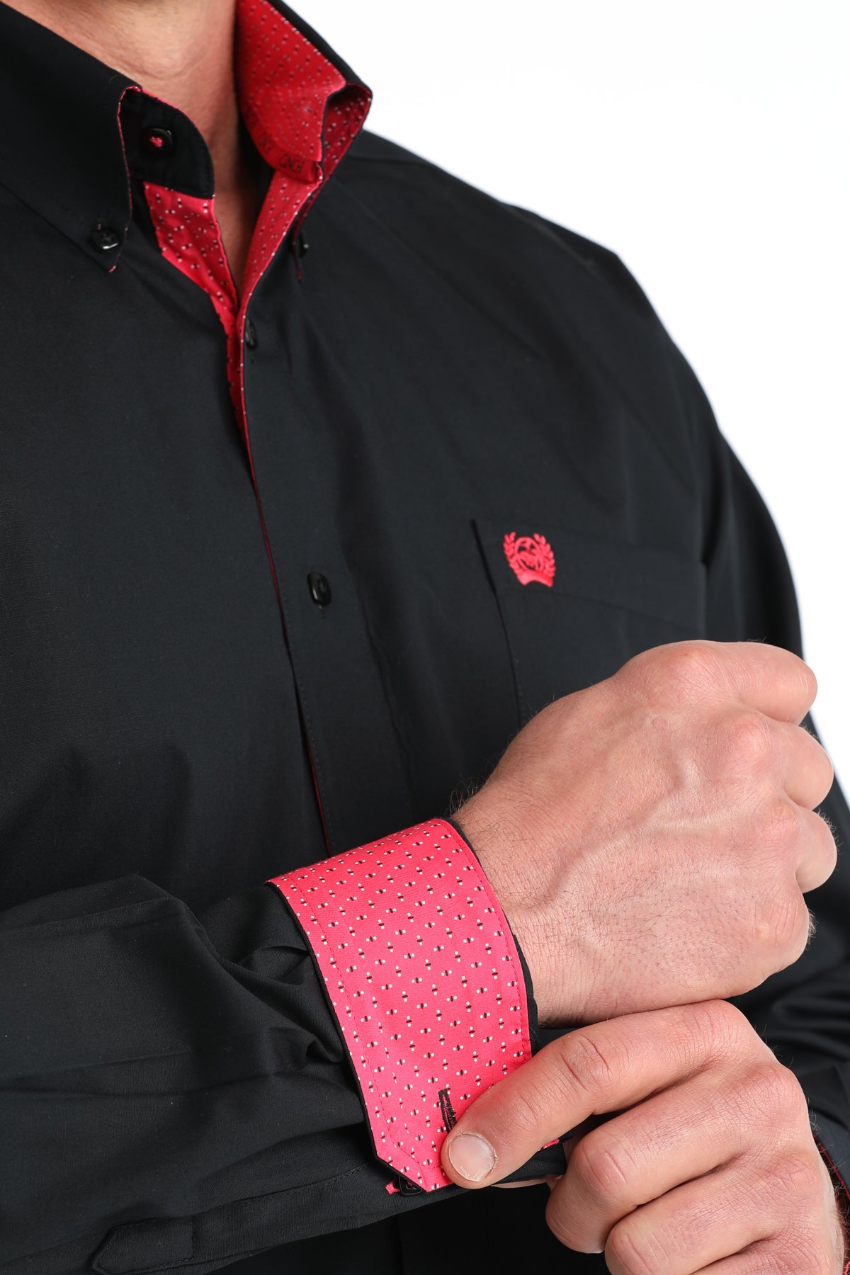 Solid Black With Pink Accents Classic Fit Men's Shirt by Cinch®