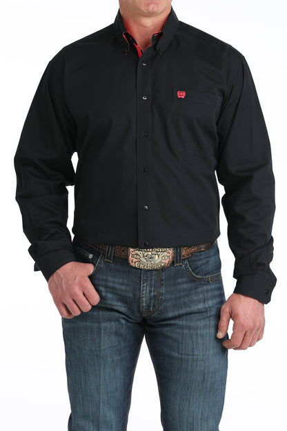 Solid Black With Pink Accents Classic Fit Men's Shirt by Cinch®