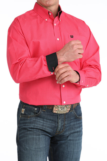 Pink Geo Print Stretch Classic Fit Men's Shirt by Cinch®