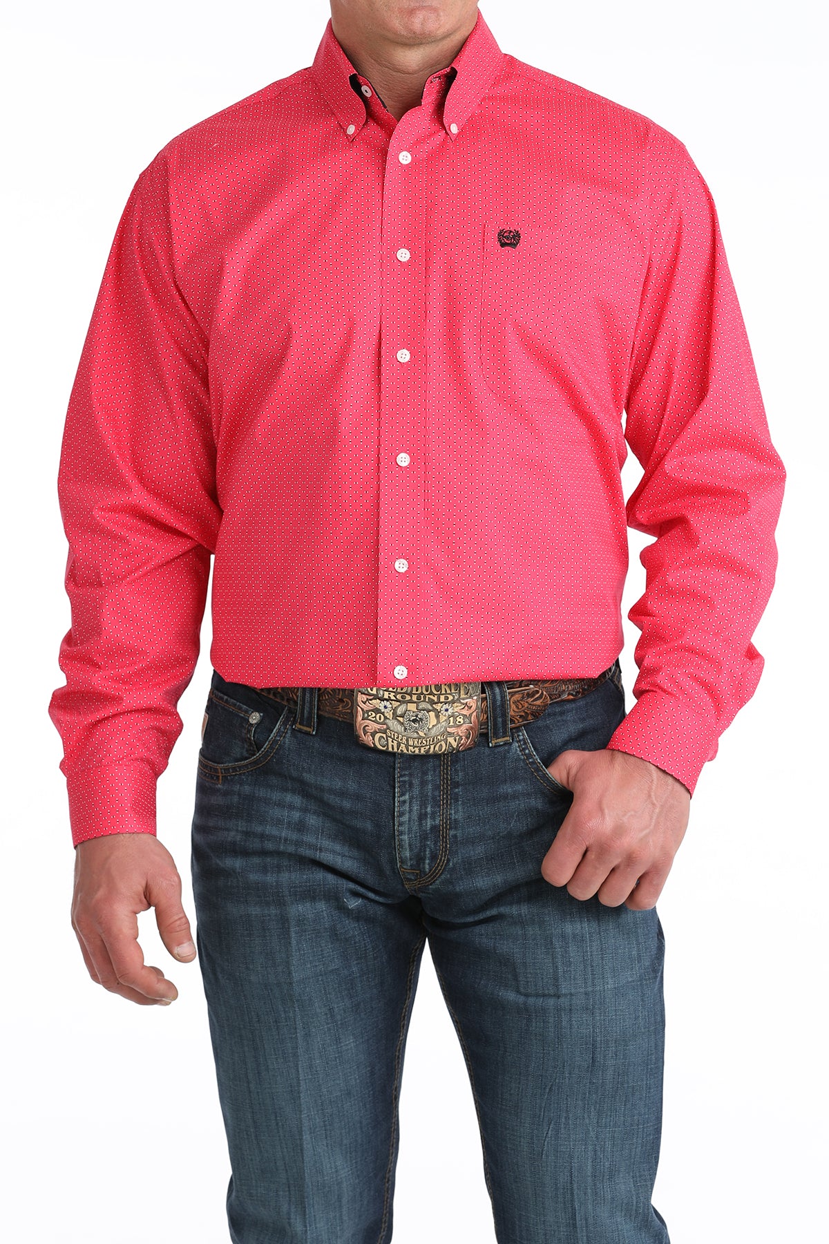 Pink Geo Print Stretch Classic Fit Men's Shirt by Cinch®