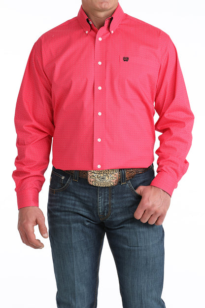 Pink Geo Print Stretch Classic Fit Men's Shirt by Cinch®