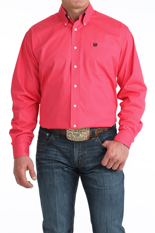 Pink Geo Print Stretch Classic Fit Men's Shirt by Cinch®