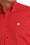 Red Geo Print Short Sleeve Men's Shirt by Cinch®
