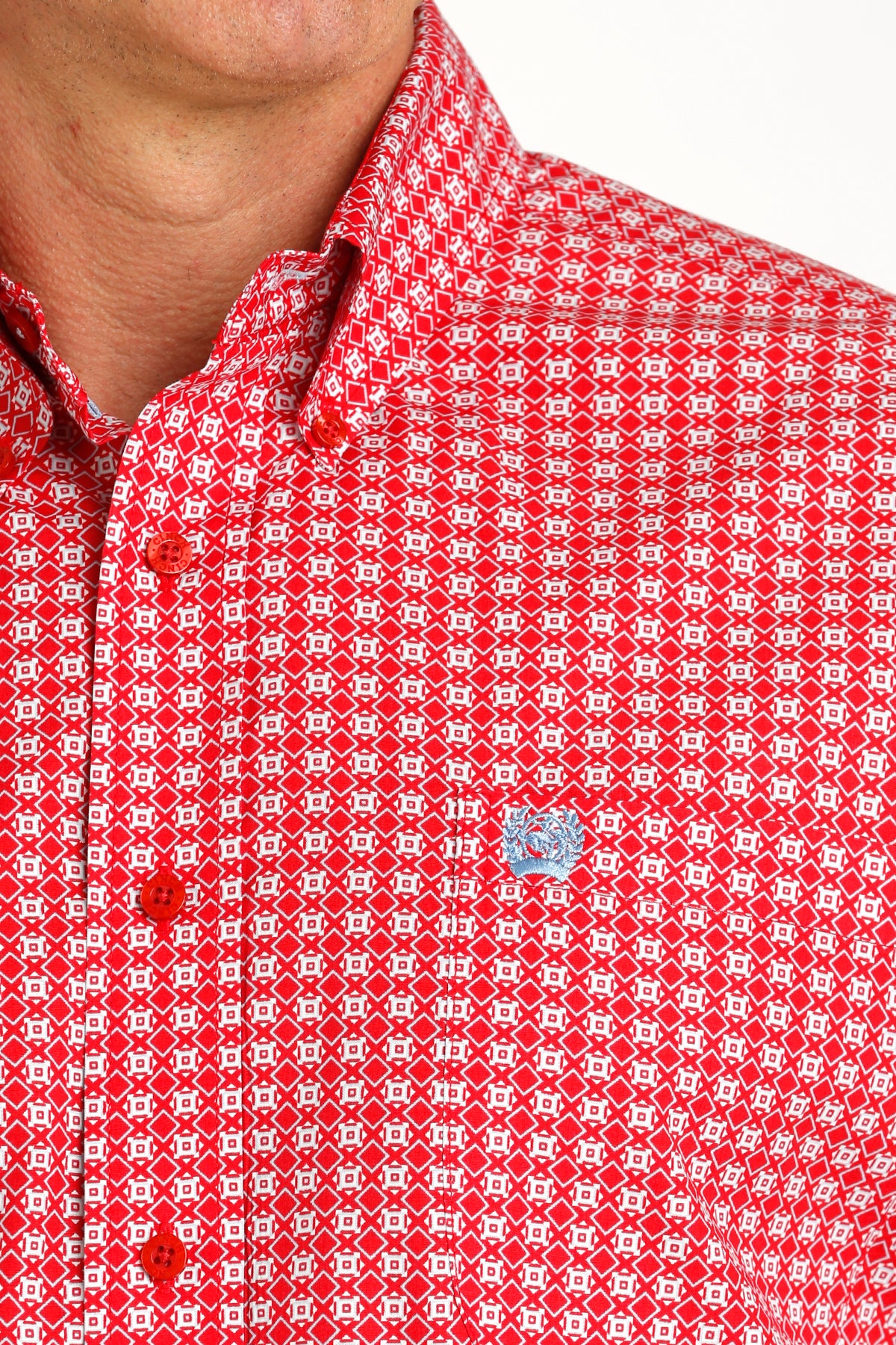 Red Geo Print Short Sleeve Men's Shirt by Cinch®