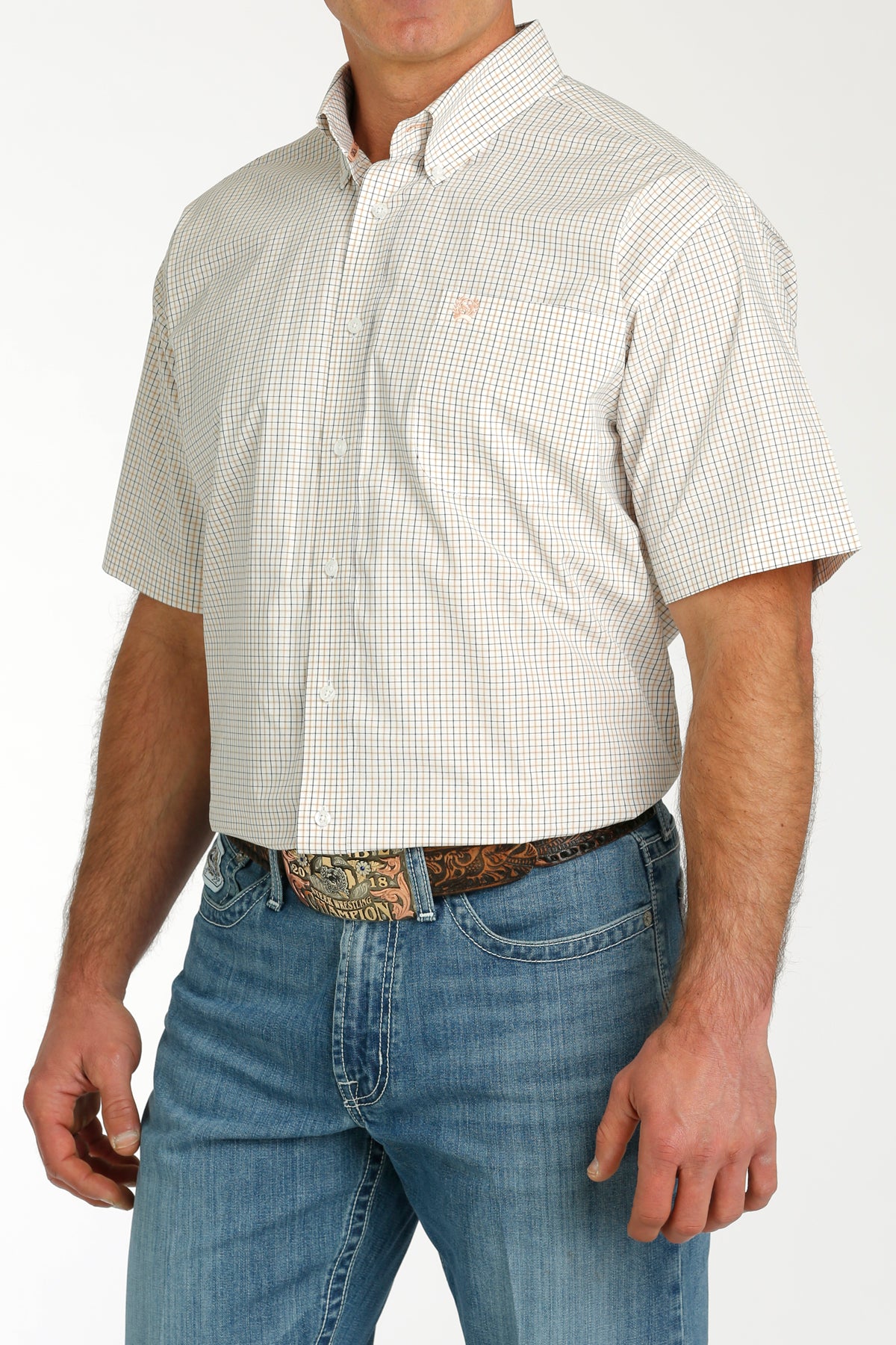 White Plaid Short Sleeve Men's Shirt by Cinch®