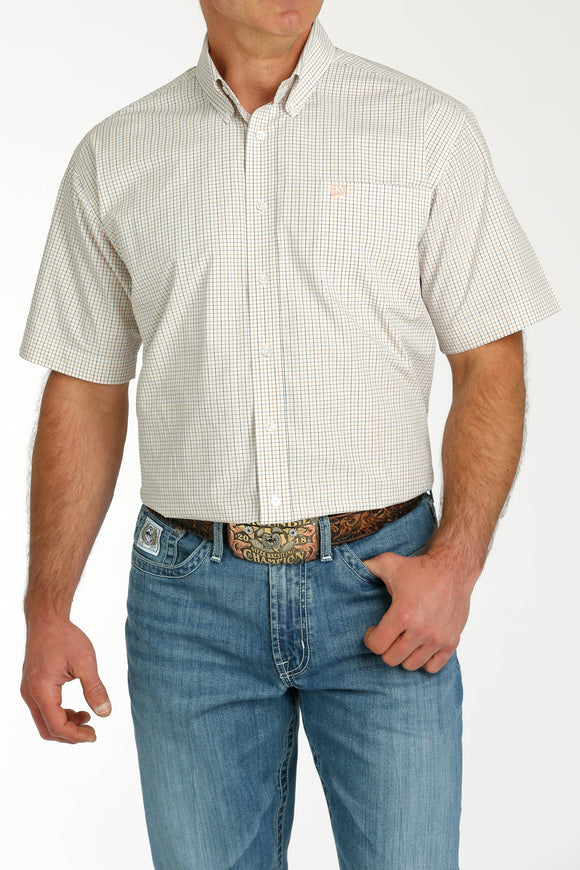 White Plaid Short Sleeve Men's Shirt by Cinch®