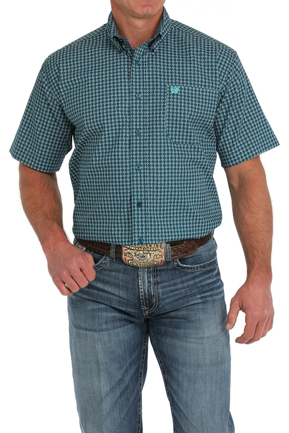 Blue Geo Print Short Sleeve Men's Shirt by Cinch®