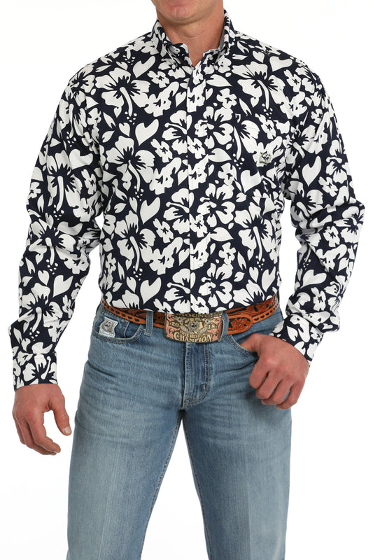 *MATCH DAD* Navy Hawaiian Men's Shirt by Cinch®