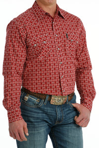 Red Diamond Print Modern Fit Men's Shirt by Cinch®