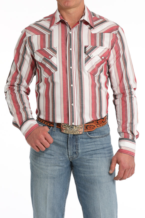 Red Retro Stripe Modern Fit Men's Shirt by Cinch®