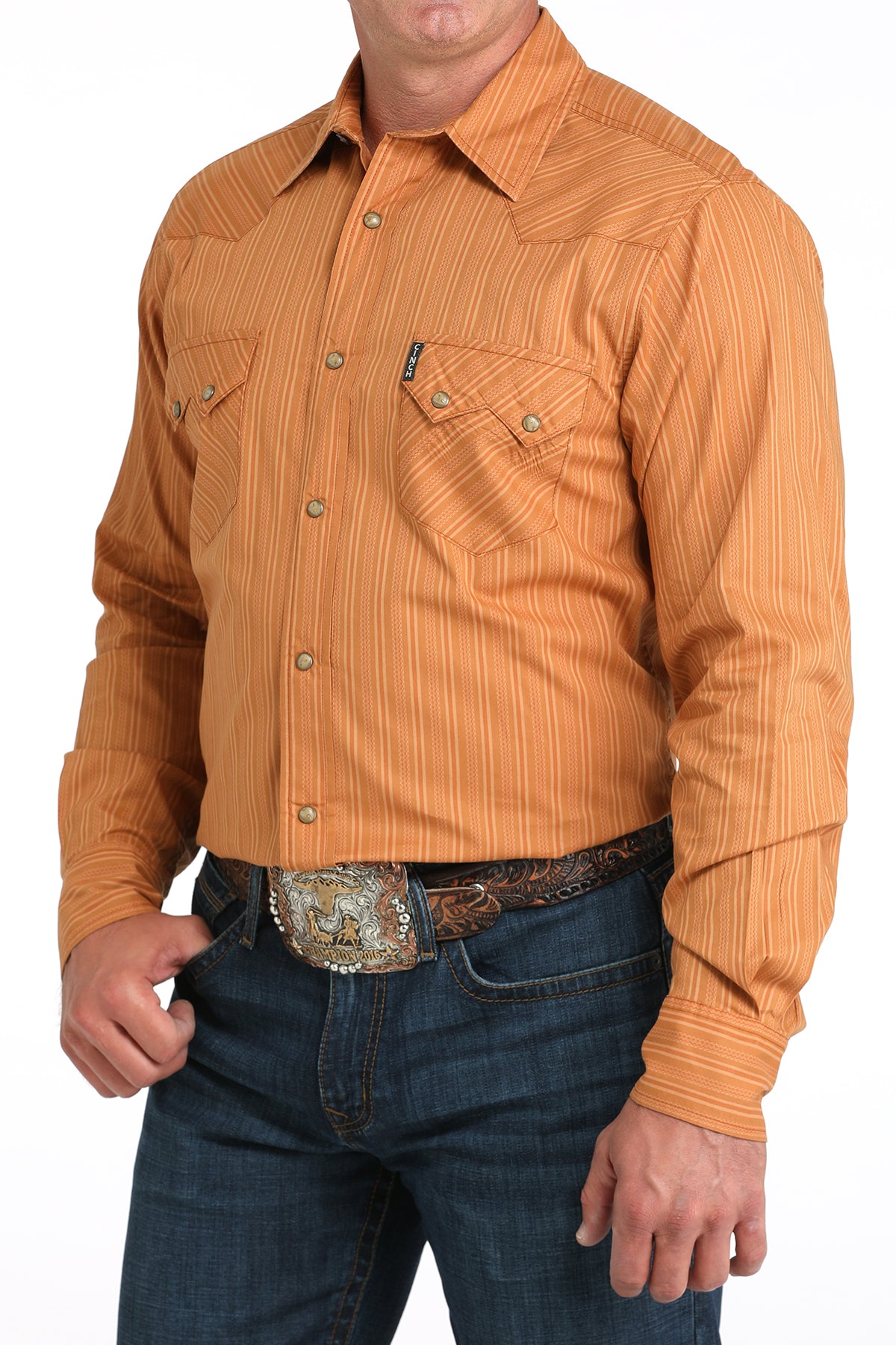 Copper Tonal Stripe Modern Fit Men's Shirt by Cinch®