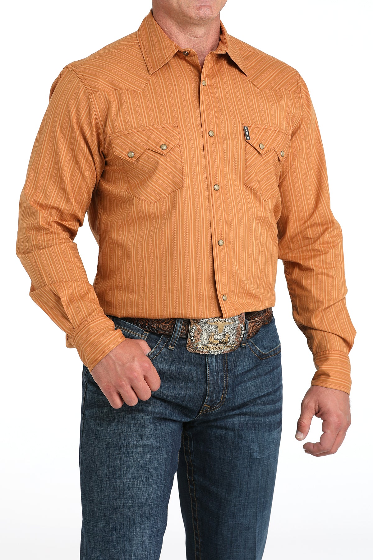 Copper Tonal Stripe Modern Fit Men's Shirt by Cinch®