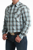 Blue Plaid Modern Fit Men's Shirt by Cinch®