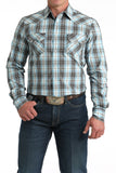 Blue Plaid Modern Fit Men's Shirt by Cinch®
