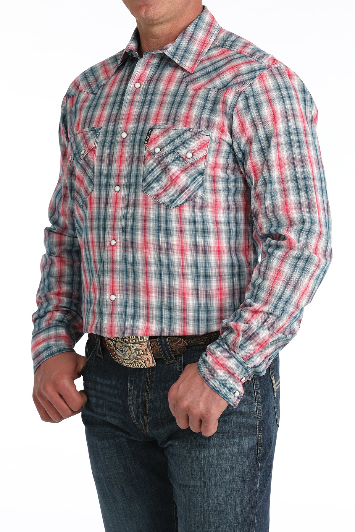 Pink Plaid Modern Fit Men's Shirt by Cinch®