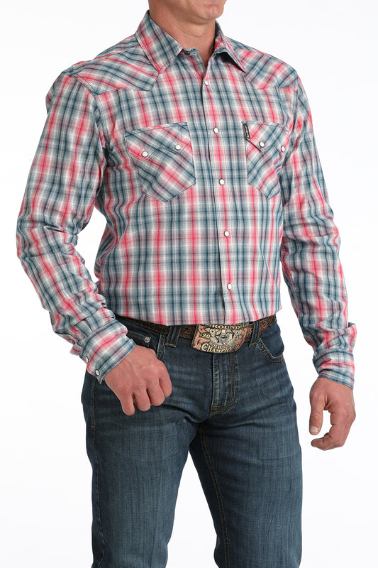 Pink Plaid Modern Fit Men's Shirt by Cinch®