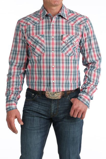 Pink Plaid Modern Fit Men's Shirt by Cinch®