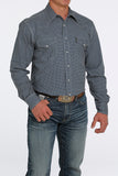 Blue & Grey Geo Print Modern Fit Men's Shirt by Cinch®