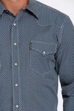Blue & Grey Geo Print Modern Fit Men's Shirt by Cinch®