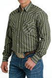 Olive Stripe Modern Fit Men's Shirt by Cinch®