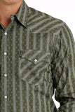 Olive Stripe Modern Fit Men's Shirt by Cinch®