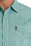 Turquoise Vintage Geo-Stripe Modern Fit Men's Shirt by Cinch®