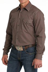 Brown Geo Stripe Modern Fit Men's Shirt by Cinch®