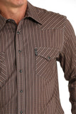 Brown Geo Stripe Modern Fit Men's Shirt by Cinch®