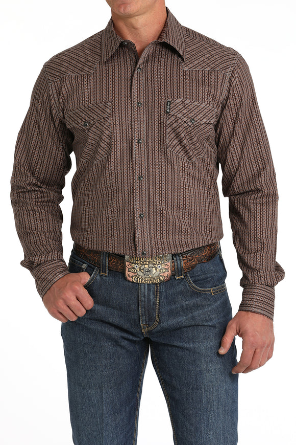 Brown Geo Stripe Modern Fit Men's Shirt by Cinch®